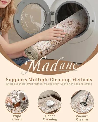 Miniatura 210 de Madane Tapete lavable de 2 x 10 pies para pasillo, cocina, recibidor, clásico, suave, antideslizante para interiores, casa de campo, baño, sala