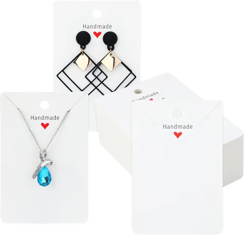 Miniatura 7 de joycraft 100 tarjetas negras para aretes, collares, tarjetas de exhibición de aretes de papel, tarjetas de joyería personalizadas para vender, Negro