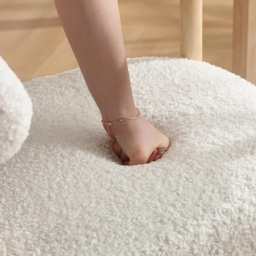 Miniatura 4 de RIVOVA Juego de 4 sillas de comedor blancas de bouclé, sillas de comedor tapizadas modernas, sillas de cocina con respaldo curvo para comedor