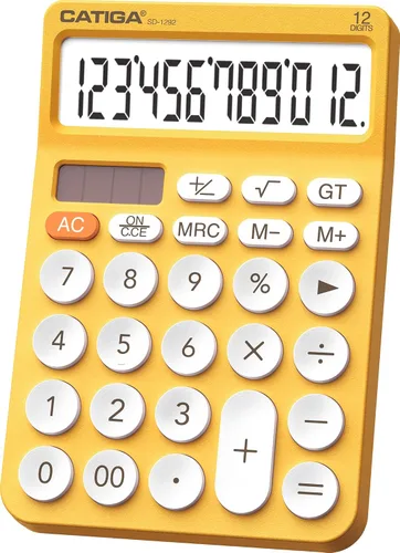 Miniatura 8 de CATIGA Calculadora de escritorio de 12 dígitos Calculadora de escritorio básica con pantalla LCD grande, botones grandes, 4 funciones, energía solar