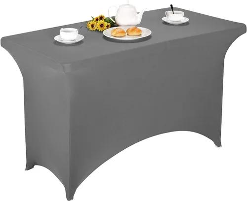 Miniatura 13 de LZY Cubierta de Mesa Elástica Ajustable de Spandex para Mesa Plegable de 6 pies, 4 pies o 8 pies, Mantel de Cóctel Rectangular, Perfecto para Champn