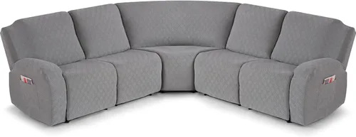 Miniatura 13 de VANSOFY Fundas de Sofá Seccional Reclinable Extra Grandes, Fundas Lavables de 5 Piezas para Sofá Seccional en Forma de L con Asiento de Esquina