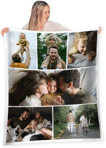 Miniatura 25 de FrameStory Manta personalizada con fotos y texto, totalmente personalizable con tus fotos y mensajes, manta de forro polar suave y suave, 30 x 40