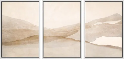 Miniatura 66 de SIGNLEADER Lienzo enmarcado para pared, juego de arte de collage de polígonos retro marrón tostado, ilustraciones con formas abstractas, arte