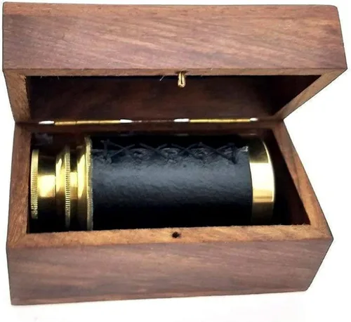 Miniatura 3 de Explore, Handheld Brass Pirate Navigation Telescopio con caja de madera, 6", Brass