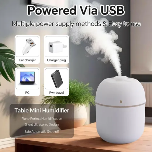 Miniatura 4 de Hortsun Humidificador pequeño portátil portátil de escritorio personal de 7.4 fl oz, mini humidificador para dormitorio, plantas, coche, oficina
