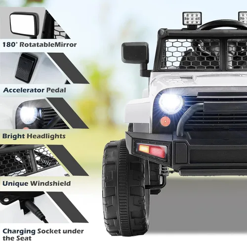 Miniatura 4 de Costzon Vehículo de camión con batería de 12 V con control remoto, suspensión de resorte, faros, música, bocina, MP3, puerto USB y auxiliar, regalo