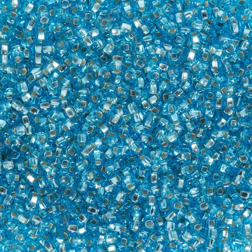 John Bead Vial de 0.85 oz de cuentas de semillas de vidrio checo 10/0 de color azul claro y plateado para manualidades de fabricación de joyas Forro