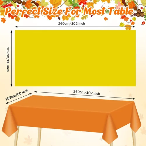 Miniatura 2 de Patelai 6 manteles de plástico desechables de Acción de Gracias para mesas rectangulares, manteles de mesa de otoño para Acción de Gracias y Naranja
