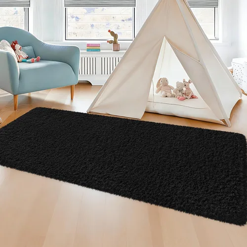 Miniatura 8 de Alfombras suaves para dormitorio, alfombra de pasillo de 2 x 6 pies, alfombra de felpa lanuda antideslizante para mesita de noche, sofá, sala