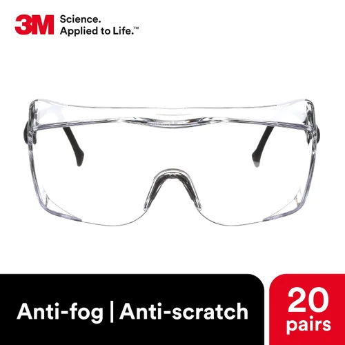 Miniatura 4 de 3M Gafas de seguridad, OX, se adaptan a los anteojos graduados (OTG), paquete de 20, ANSI Z87, lente transparente antivaho y marco negro