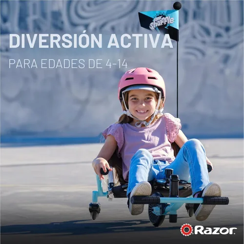 Miniatura 2 de Crazy Cart Shuffle de Razor – Kart de deriva con propulsión infantil para edades de 4 años en adelante, tecnología Crazy Cart Drift Bar, marco