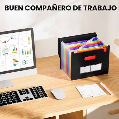 Miniatura 5 de Sooez - Organizador de archivos de acordeón, carpeta expandible con 13 bolsillos, organizador portátil mensual para papel, facturas, impuestos