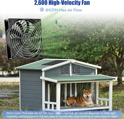 Miniatura 2 de MARBERO Kit de ventilador solar de 4.7 pulgadas, panel solar de 15 W con 2 ventiladores impermeables, ventilador de aire de entrada o escape