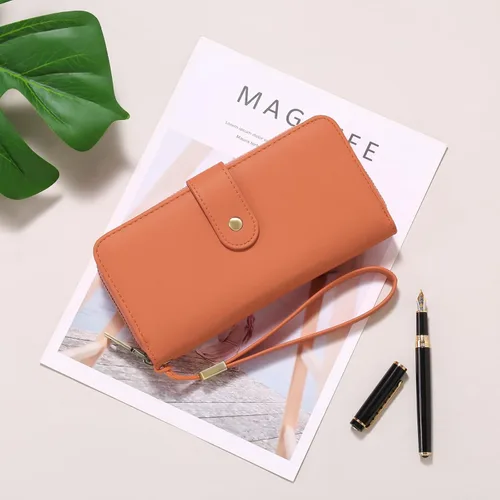 Miniatura 7 de GAEKEAO Cartera de mano para mujer, con bloqueo RFID, de piel, de gran capacidad, con correa de mano