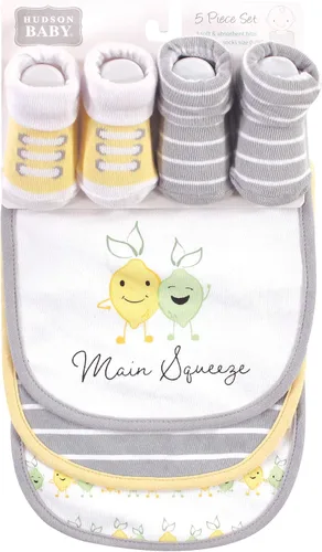 Miniatura 92 de Hudson Baby Conjunto de babero y calcetines unisex de algodón para bebé