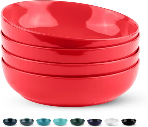 Miniatura 9 de KooK Juego de cuencos de porcelana para pasta, borde negro, juego de 4 40 oz