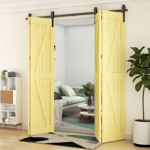 Kit de herrajes para puertas correderas de granero de 48 pulgadas, kit de rodillos de alta resistencia de 4 pies para puertas de 11 pulgadas x 4