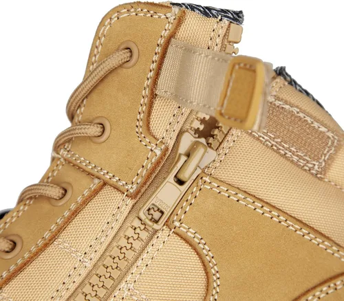 Miniatura 4 de Botas de trabajo para hombre, piel nobuck con puntera de acero, cremallera YKK, 6 pulgadas, SD, antipinchazos (AT501, trigo)