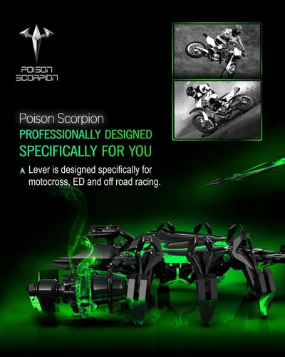 Miniatura 6 de POISON SCORPION Palancas de freno y embrague negras pivotantes para bicicleta de cross compatibles con KX65 00-25 / KX85 01-25 / KX100 01-21 / KX125