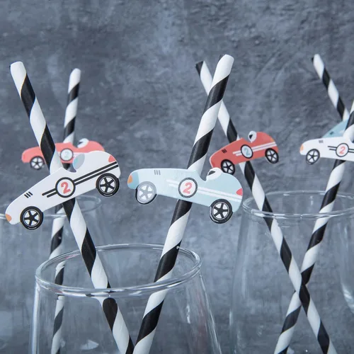 Miniatura 4 de Pajitas de coche de carreras vintage, pajitas rápidas de una fiesta, dos suministros de fiesta rápidos, recuerdos de fiesta de coches de carreras