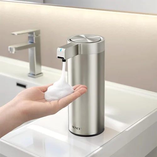 Miniatura 9 de SUNLY Dispensador de jabón automático sin contacto – Bomba sin obstrucciones, sensor rápido de 0.2 s, recargable USB-C, acero inoxidable resistente