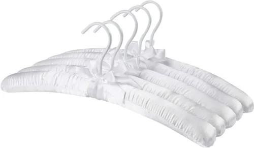 Miniatura 12 de Paquete de 5 perchas acolchadas de satén negro para suéter, colgador de blusa con espuma gruesa y suave para lencería de vestido de novia, colgador