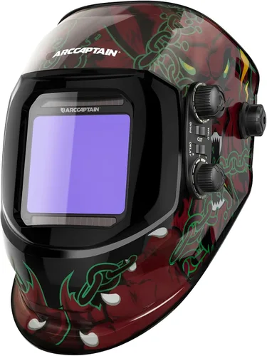 ARCCAPTAIN Casco de Soldadura con Pantalla de Visualización Grande de 3.94"X3.66" Color Verdadero Oscurecimiento Automático Alimentado por Energía