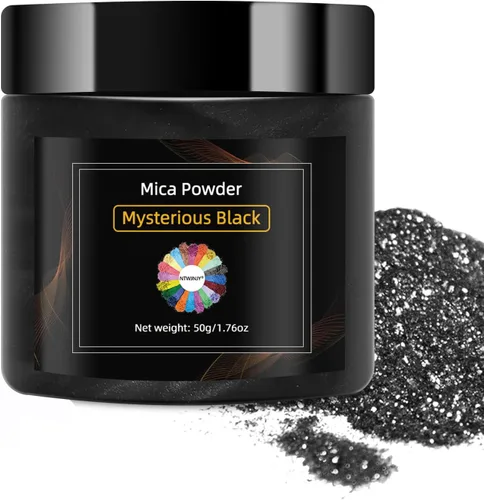 Miniatura 12 de NTWJNJY Polvo de Mica Verde Oscuro, Polvo de Mica Natural con Destello para Resina Epóxica/Velas/Jabón/Brillo de Labios/Slime/Arena Movediza/Bombas
