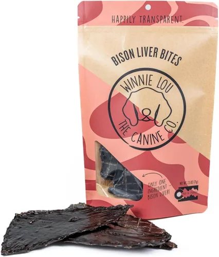 Winnie Lou Bison Liver Bites - Golosinas para perros, ingredientes limitados, grado humano, golosinas de entrenamiento para perros pequeños,