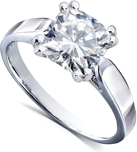 Miniatura 2 de Kobelli Anillo de compromiso con solitario moissanita de talla cojín 2 CTW oro blanco de 14 k