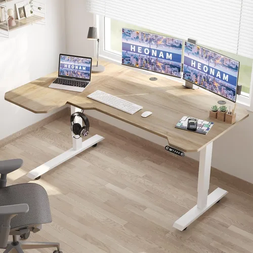 Miniatura 15 de Escritorio eléctrico de pie con motor dual de 63 pulgadas, escritorio de pie ajustable en altura con control de memoria y amplio escritorio