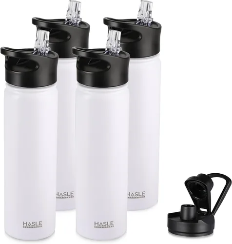 Miniatura 65 de HASLE OUTFITTERS Botella de agua aislada de 22 onzas, botella de agua de acero inoxidable de doble pared, boca ancha con tapa de popote y tapa