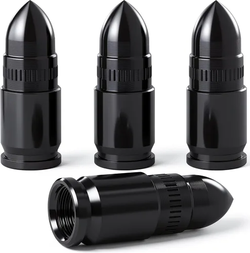 Miniatura 10 de 4 piezas de tapas de válvula de neumático estilo bala, resistentes a la corrosión, tapas universales de válvula de neumático de aleación de aluminio