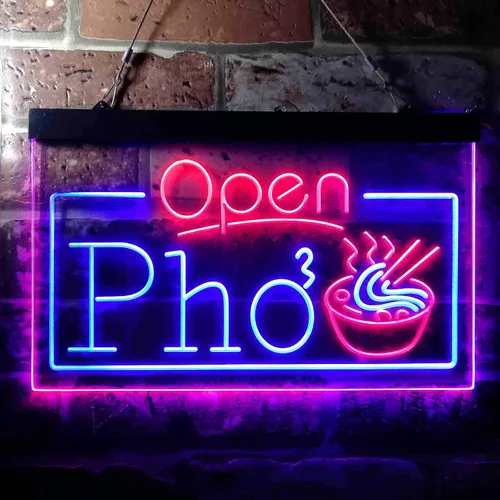 Miniatura 2 de ADVPRO Open Pho Vietnam Fideos Shop Letrero de neón LED de doble color, azul y rojo, 16 x 12 pulgadas st6s43-i3655-br