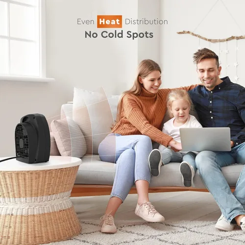 Miniatura 3 de Comfort Zone Calentador de espacio interior con termostato ajustable, forzado por ventilador, eléctrico, protección contra sobrecalentamiento, Negro
