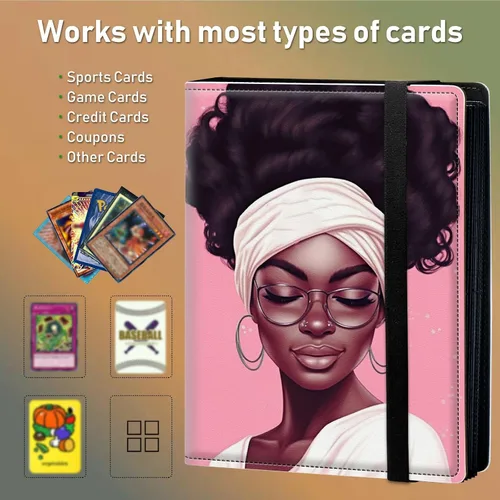Miniatura 4 de Carpeta para tarjetas intercambiables, 4 bolsillos para tarjetas intercambiables, 160 bolsillos de doble cara, funda para tarjetas de tamaño Mujeres