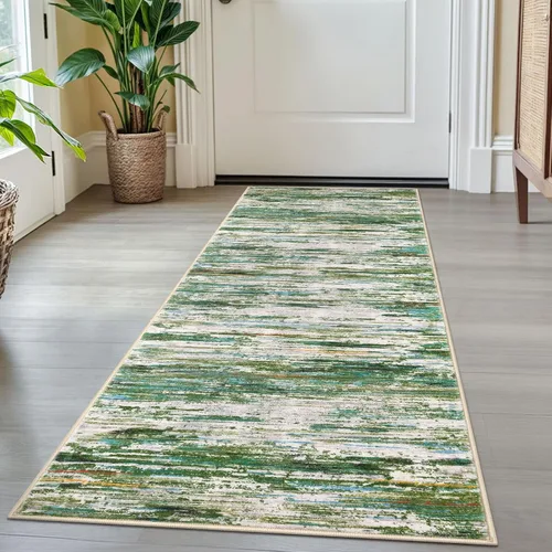 Miniatura 117 de SIILOOM 2 x 3 Alfombra moderna y abstracta para entrada, alfombra neutra azul marino gris multicolor súper suave de área pequeña, alfombras lavables