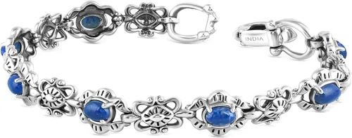Miniatura 15 de American West Jewelry Pulsera de plata de ley con piedras preciosas de eslabones de concha, tallas pequeñas a grandes