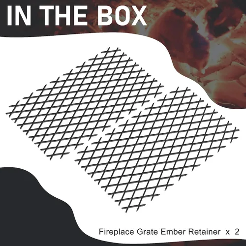 Miniatura 8 de Flamorrow Retenedor de brasas para rejillas de chimenea de 12 x 7.5 pulgadas, malla de retención de brasas de metal para chimenea, evita que