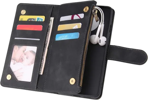 Miniatura 4 de Asuwish Funda compatible con OnePlus 7T, protector de pantalla de vidrio templado y tarjetero de cuero, funda para teléfono celular para OnePlus7t