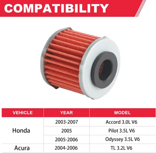 Miniatura 3 de Filtro de transmisión automática compatible con Honda V6-2003-2007 Accord, 2005-2006 Odyssey, 2005 Pilot, para 2004-2006 Acura TL V6 reemplaza #