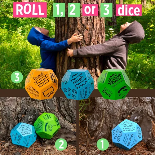 Miniatura 3 de Rivajam Búsqueda del tesoro para niños de 4 a 8 años, niños pequeños y familiares con dados, juegos educativos de naturaleza para exteriores e