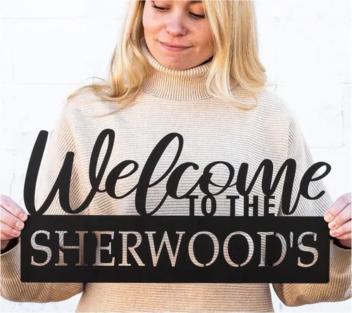 Letrero de nombre de bienvenida personalizado para exteriores, letrero de apellido, letrero de nombre de familia personalizado, decoración del hogar