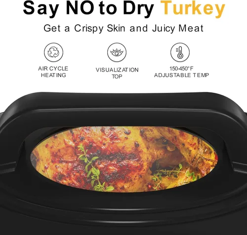 Miniatura 3 de HEYNEMO Horno Tostador 24Qt, Horno Eléctrico para Pavo de 1450W con Buffet, Tapa de Autohilvanado, Asas de Tacto Frío, Bandeja y Parrilla Plateado