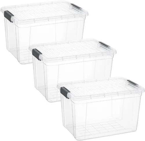 Miniatura 12 de Superio Cajas de almacenamiento transparentes con tapas, contenedores de plástico de 2.5 cuartos de galón para organizar, cajas apilables, sin BPA
