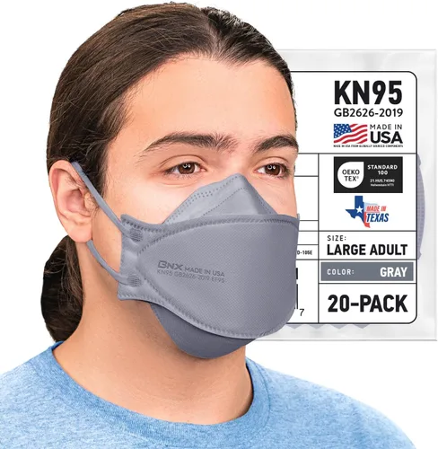 Miniatura 11 de BNX - Paquete de 20 mascarillas KN95, mascarilla desechable de partículas KN95 fabricada en Estados Unidos, estilo tri-fold cup/fish