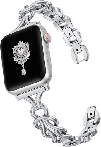 Miniatura 9 de TOYOUTHS - Pulsera celta compatible con bandas de Apple Watch 38/40/41/42/44/45/46/49 mm para mujeres, cadena elegante de joyería de metal de acero