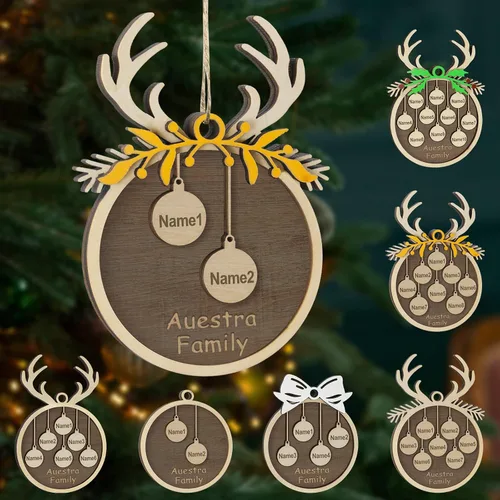 Miniatura 58 de Adornos de Navidad personalizados, familia de 1 nombre, adornos de Navidad de madera personalizados, decoración personalizada, decoración de árbol
