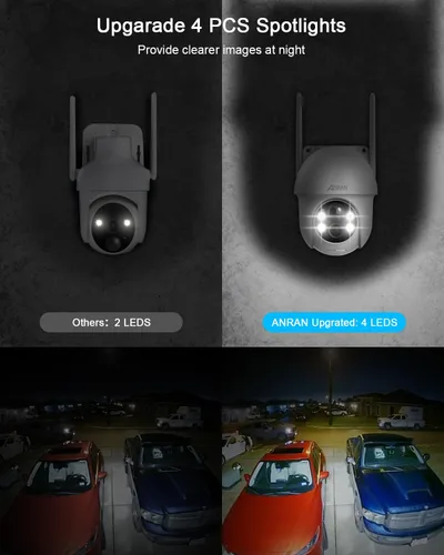 Miniatura 2 de ANRAN Cámara de seguridad inalámbrica para exteriores, cámara solar 2K para exteriores con visión de 360°, sirena inteligente, focos, visión 2-Blanco